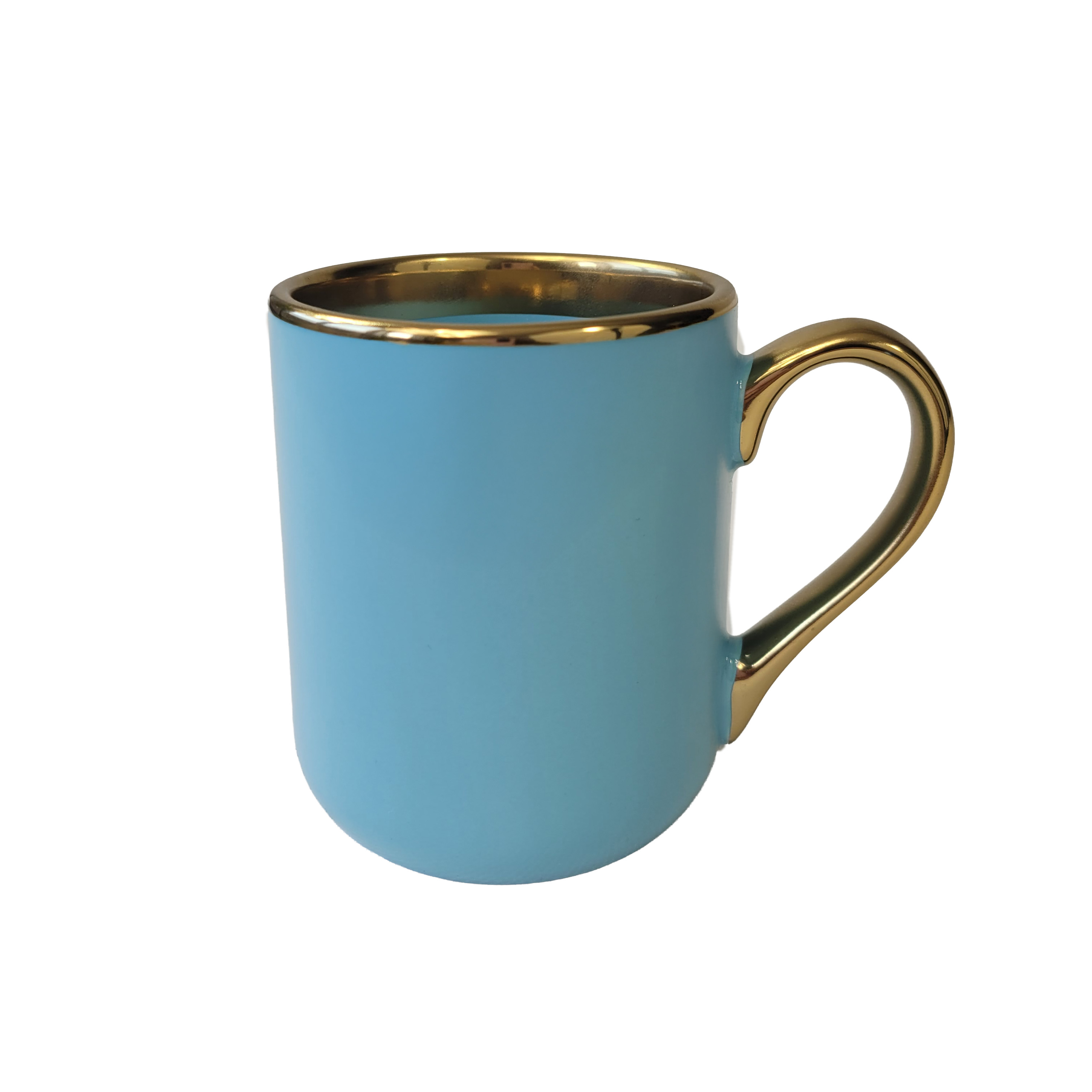 Coffee mug for sublimation with gold handle